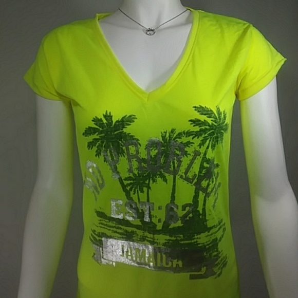 surf style Tops Neon Yellow Womens Graphic Tshirt Large Poshmark